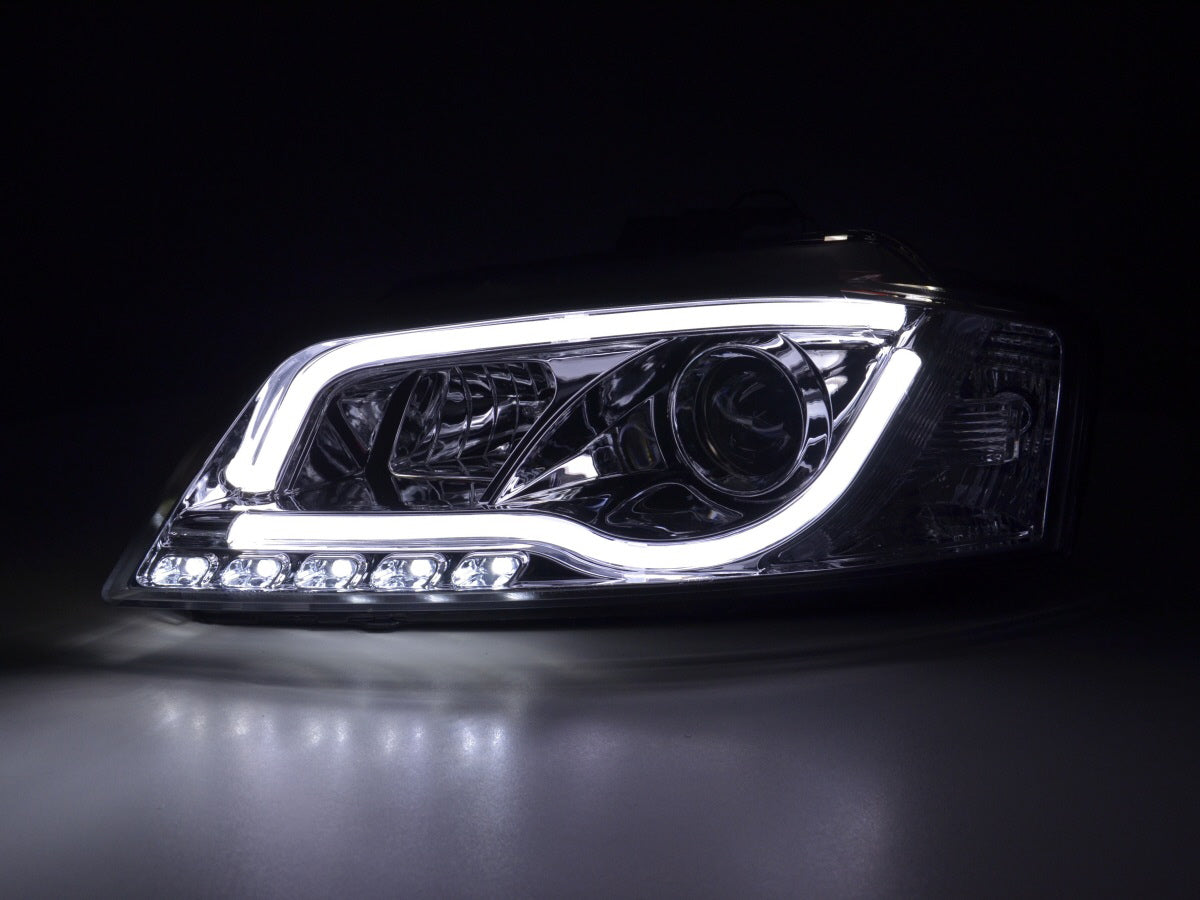 Scheinwerfer Set Daylight LED Tagfahrlicht Audi A3 8P 08-12 chrom Scheinwerfer Set Daylight LED Tagfahrlicht Audi A3 8P 08-12 chrom